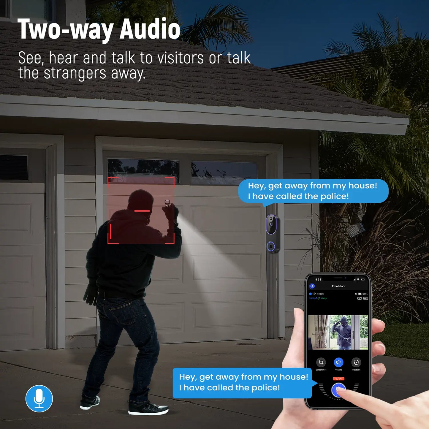1080P Wireless Video Doorbell Camera, AI Human Detection, Live View, Cloud Storage, Night Vision, Two Way Audio, Instant Alert, 2.4G Wifi Only, Indoor/Outdoor Surveillance Cam for Home Security System(Live View and Cloud Storage Require a Subscription)
